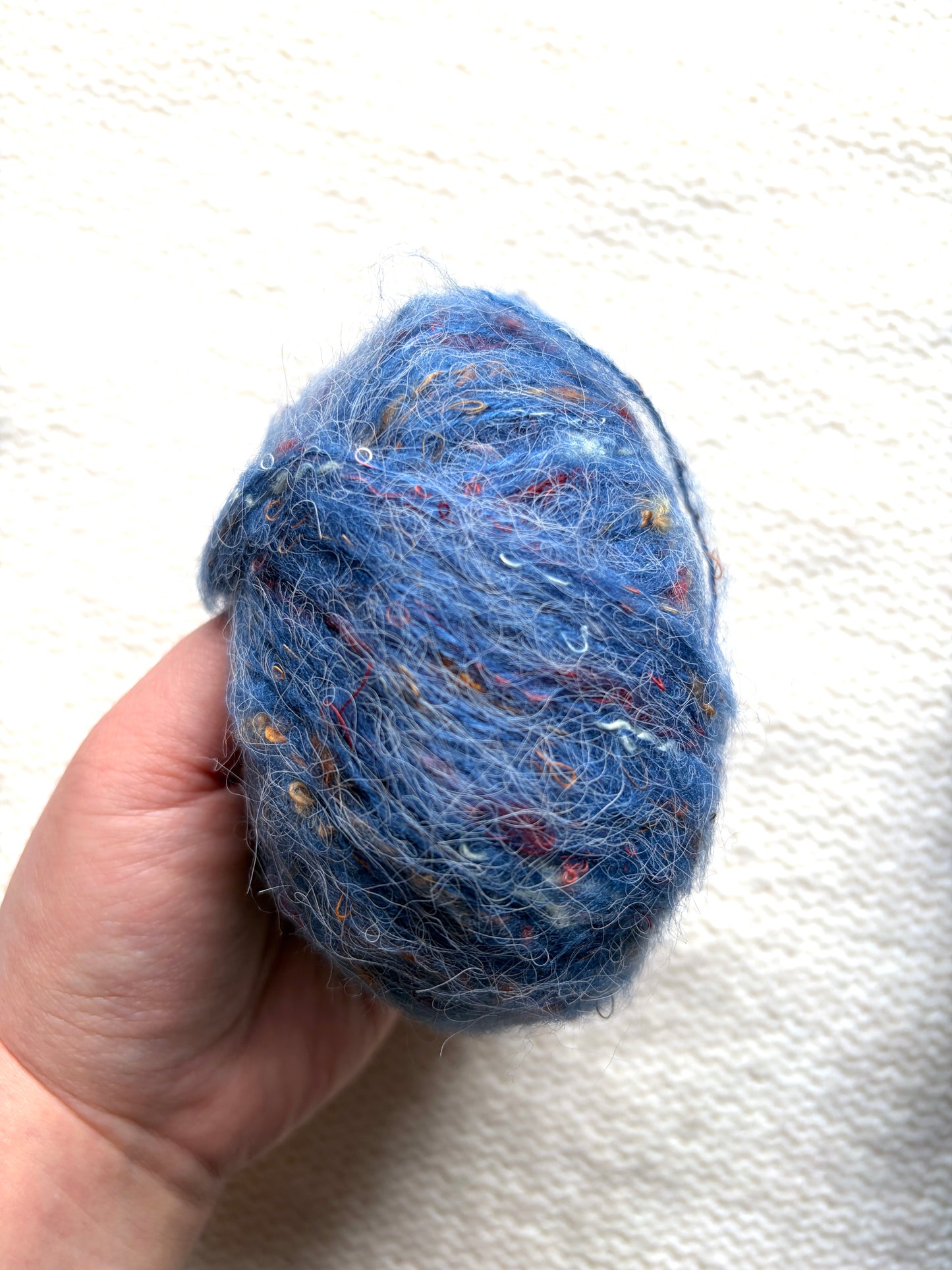 6 balls x 25g Mohair Wool yarn : Mohair + Wool + Acrylic + Polyester : 15 Denim Blue