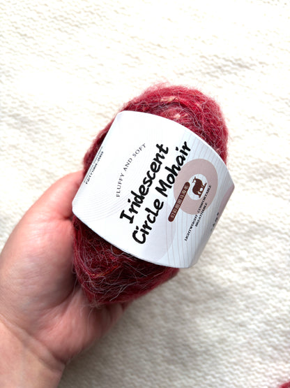 6 balls x 25g Mohair Wool yarn : Mohair + Wool + Acrylic + Polyester : 08 Cherry Red