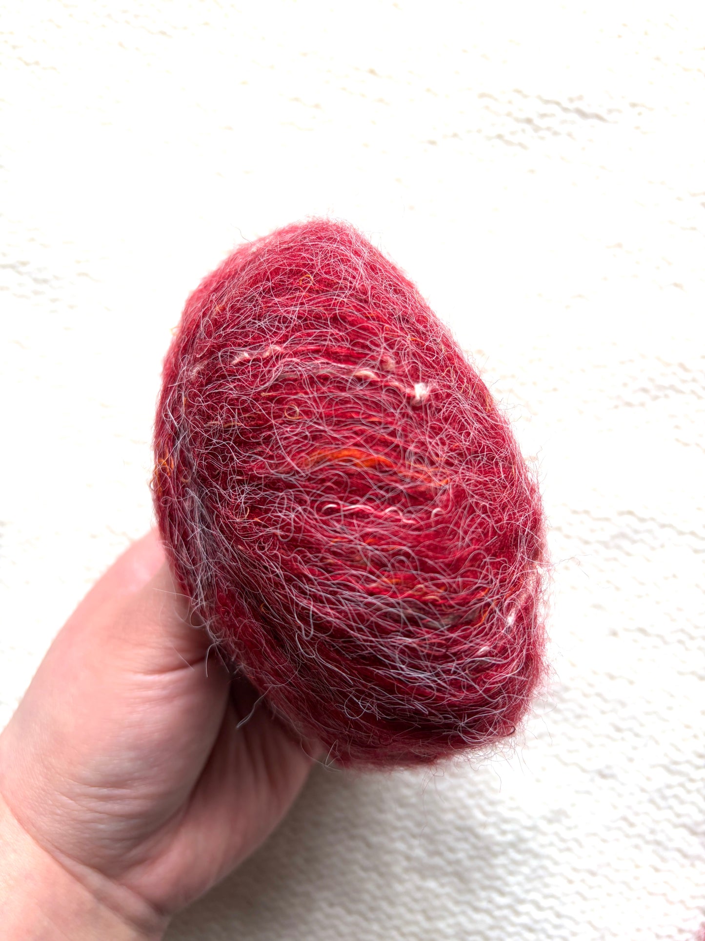 6 balls x 25g Mohair Wool yarn : Mohair + Wool + Acrylic + Polyester : 08 Cherry Red