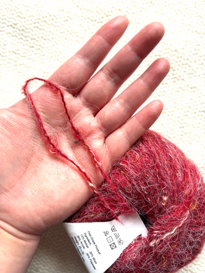 6 balls x 25g Mohair Wool yarn : Mohair + Wool + Acrylic + Polyester : 08 Cherry Red