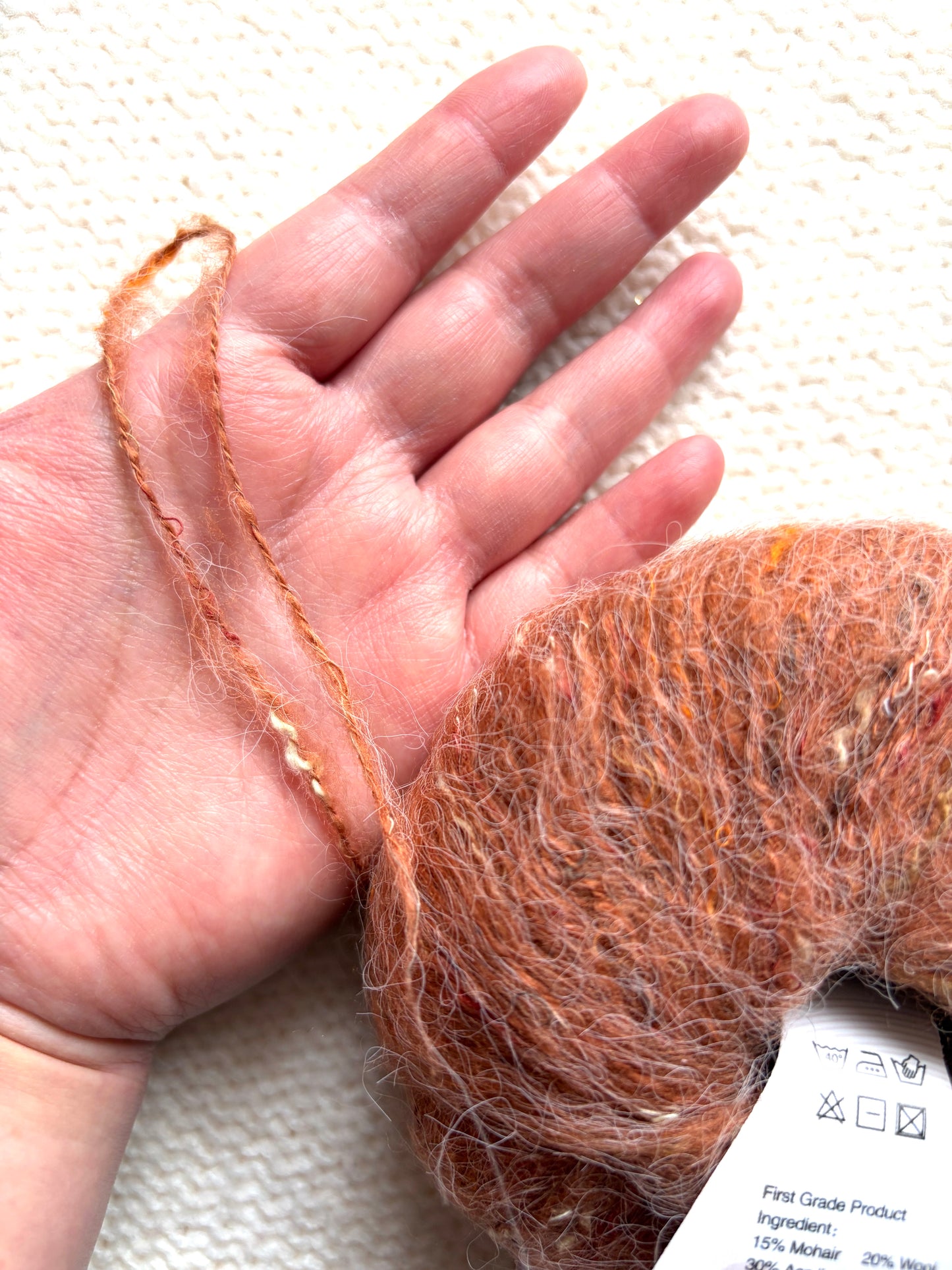 6 balls x 25g Mohair Wool yarn : Mohair + Wool + Acrylic + Polyester : 05 Ginger