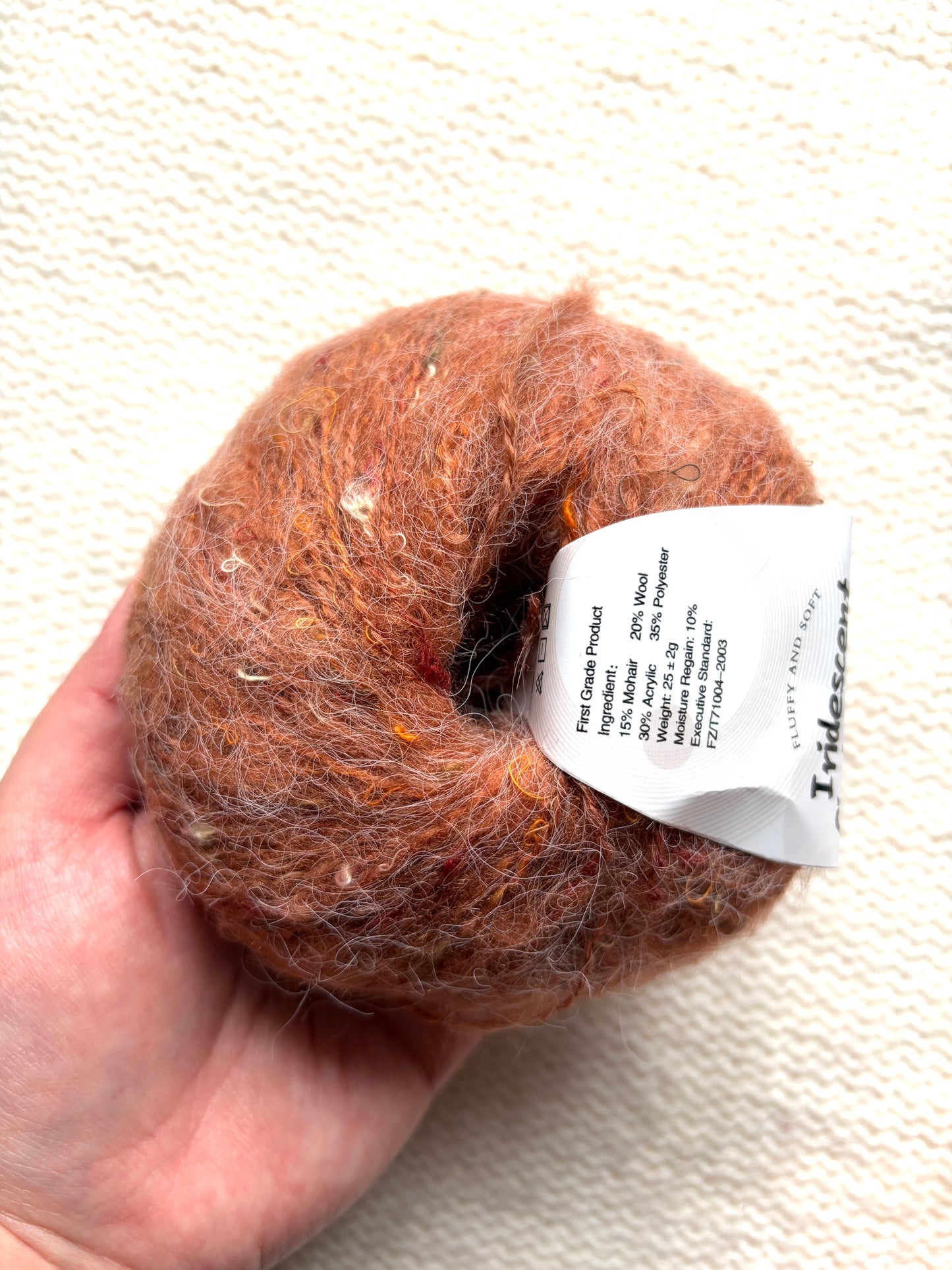 6 balls x 25g Mohair Wool yarn : Mohair + Wool + Acrylic + Polyester : 05 Ginger