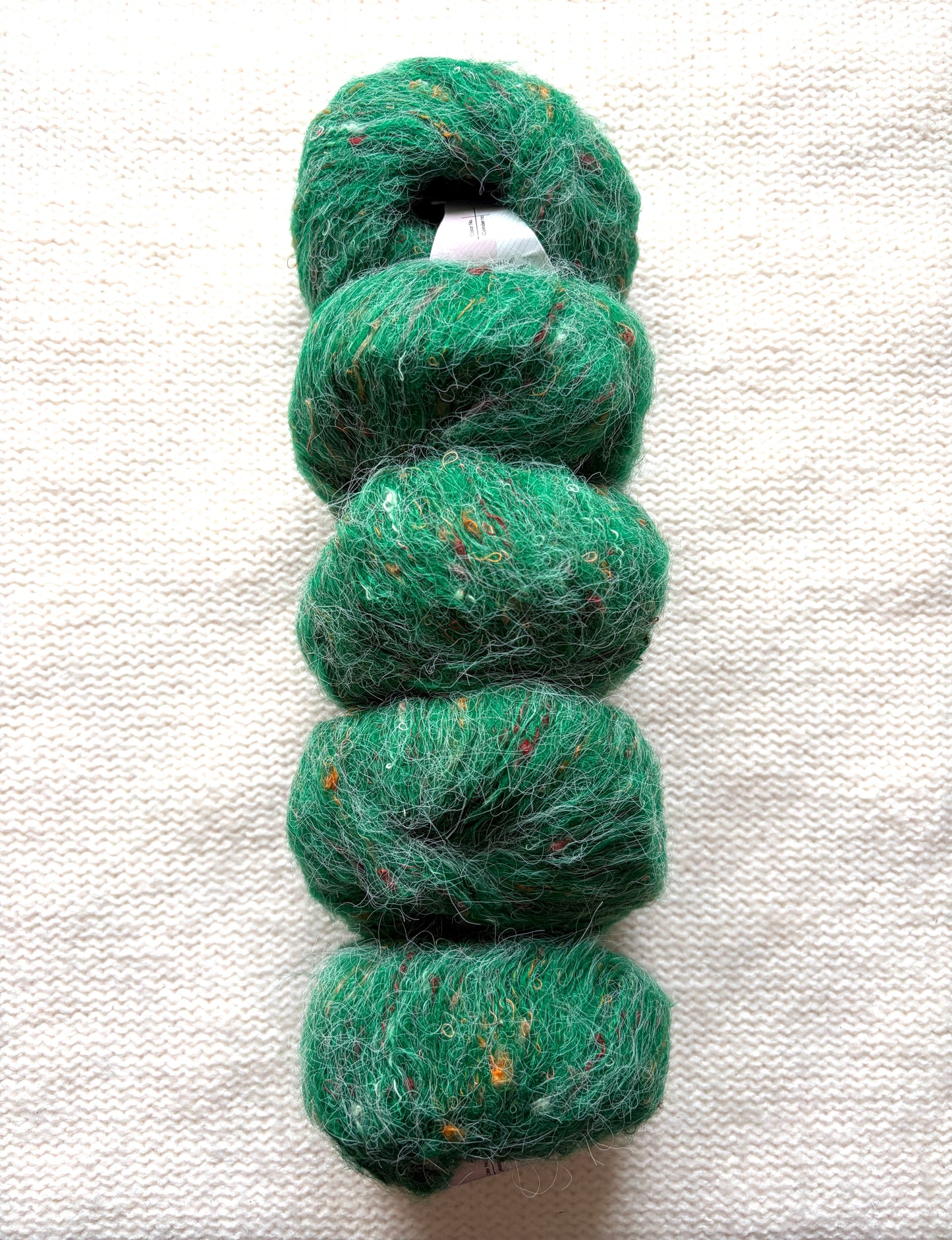5 balls x 25g Mohair Wool yarn : Mohair + Wool + Acrylic + Polyester : 16 Kelly Green