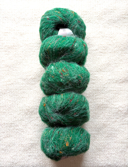 5 balls x 25g Mohair Wool yarn : Mohair + Wool + Acrylic + Polyester : 16 Kelly Green