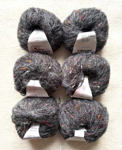 6 balls x 25g Mohair Wool yarn : Mohair + Wool + Acrylic + Polyester : 20 Charcoal