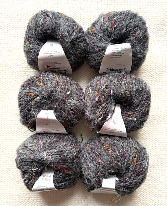 6 balls x 25g Mohair Wool yarn : Mohair + Wool + Acrylic + Polyester : 20 Charcoal