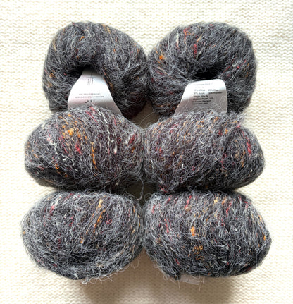 6 balls x 25g Mohair Wool yarn : Mohair + Wool + Acrylic + Polyester : 20 Charcoal