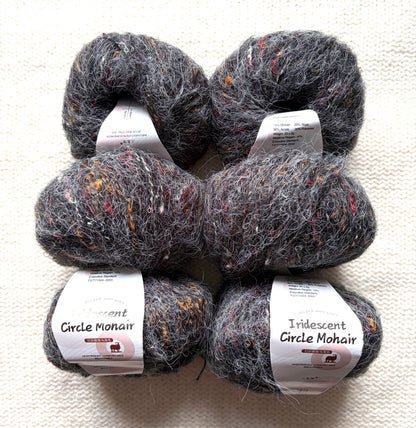 6 balls x 25g Mohair Wool yarn : Mohair + Wool + Acrylic + Polyester : 20 Charcoal