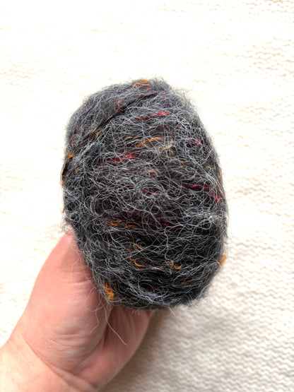 6 balls x 25g Mohair Wool yarn : Mohair + Wool + Acrylic + Polyester : 20 Charcoal