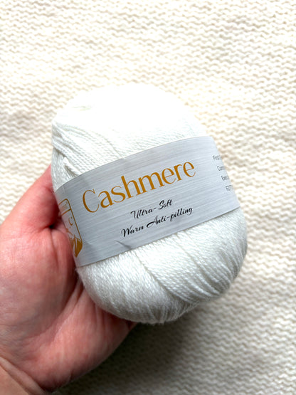 3 balls x 50g Cashmere Ultra Soft Yarn : 80% Cashmere : 01 White