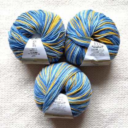 3 balls x 50g Fancy Wool Blend  yarn : 95% Wool : Colour 10 Sunset