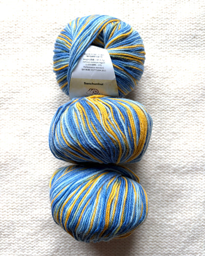 3 balls x 50g Fancy Wool Blend  yarn : 95% Wool : Colour 10 Sunset