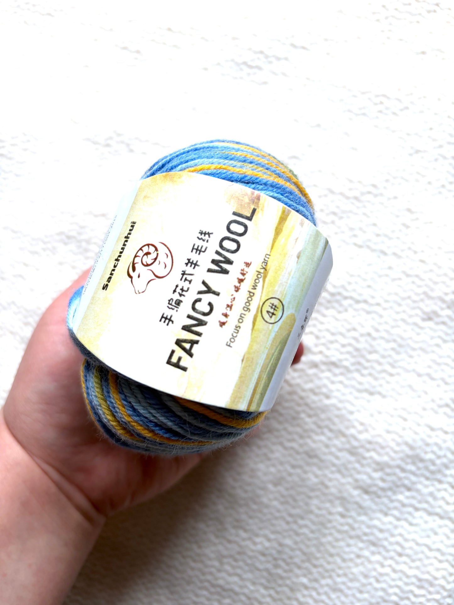 3 balls x 50g Fancy Wool Blend  yarn : 95% Wool : Colour 10 Sunset
