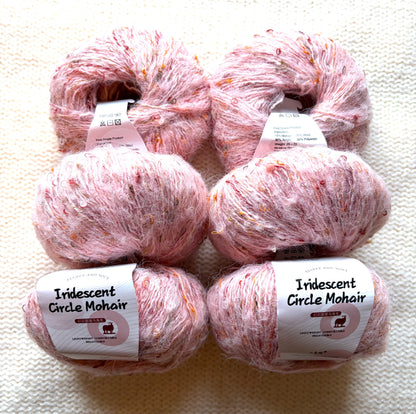 6 balls x 25g Mohair Wool yarn : Mohair + Wool + Acrylic + Polyester : 03 Sakura Pink