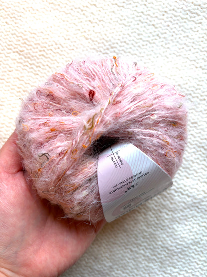 6 balls x 25g Mohair Wool yarn : Mohair + Wool + Acrylic + Polyester : 03 Sakura Pink
