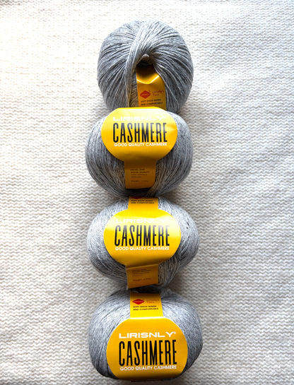 4 balls x 50g Cashmere yarn : 95% Cashmere + 5% Acrylic : 03 Grey