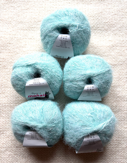 5 balls x 25g Alpaca Mohair yarn : Mohair + Alpaca + Acrylic : 15 Mint