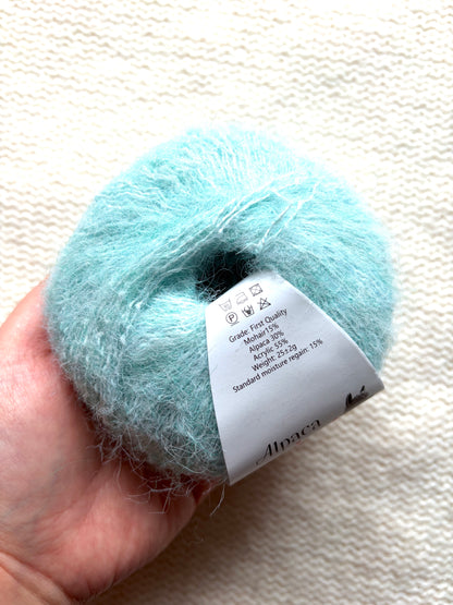 5 balls x 25g Alpaca Mohair yarn : Mohair + Alpaca + Acrylic : 15 Mint
