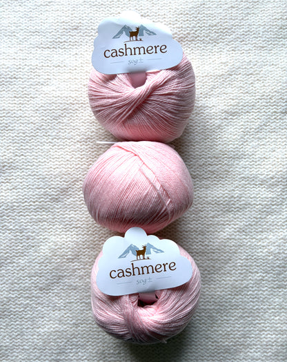 3 balls x 50g Cashmere yarn : 100% Cashmere : 13 Blush
