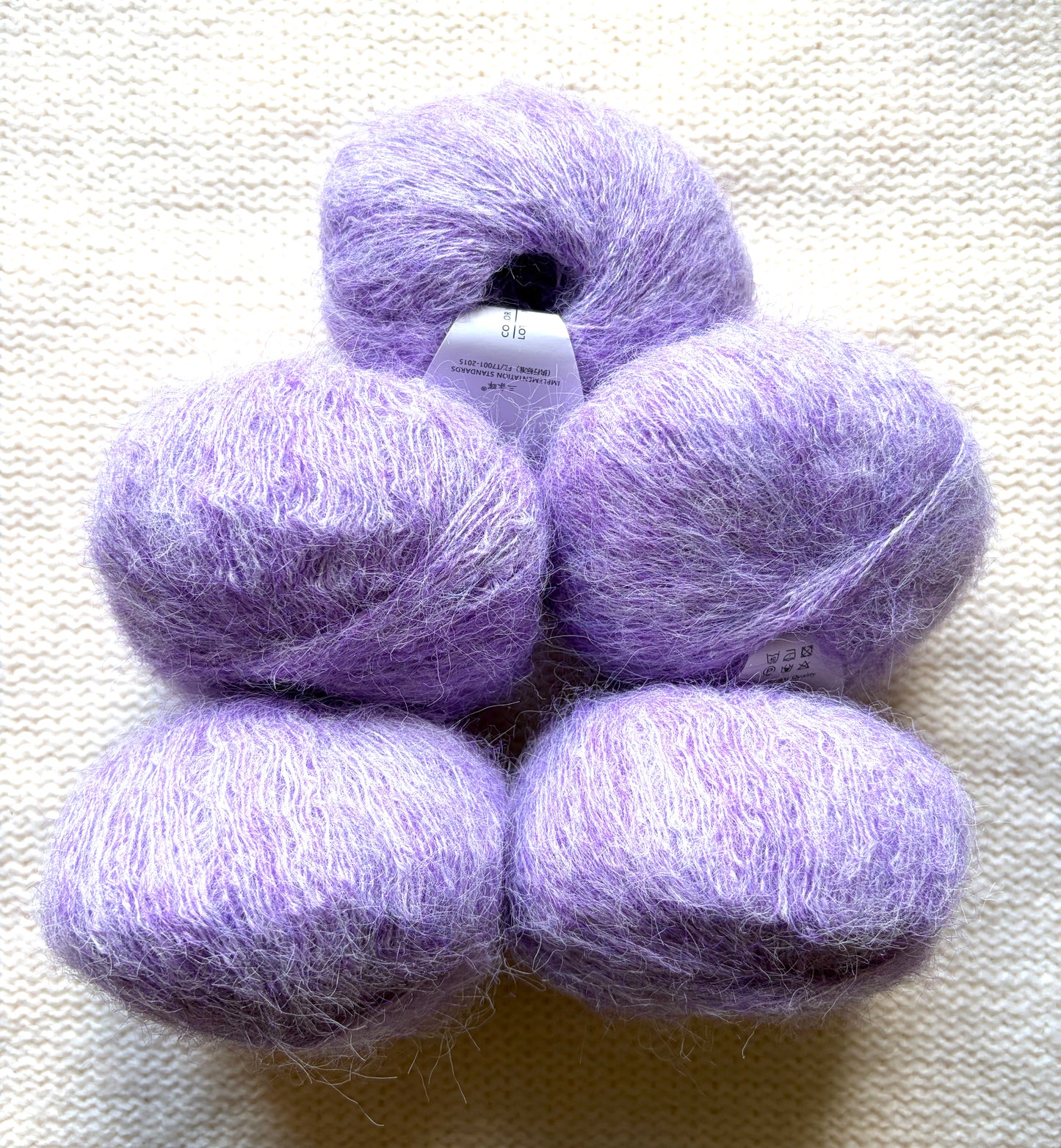 5 balls x 25g Alpaca Mohair yarn : Mohair + Alpaca + Acrylic : 20 Lavender