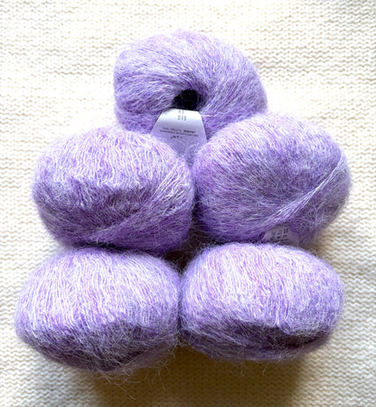 5 balls x 25g Alpaca Mohair yarn : Mohair + Alpaca + Acrylic : 20 Lavender