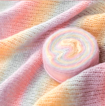 1 cake x 100g Ombre Mohair Blend Yarn : 01 Pastel