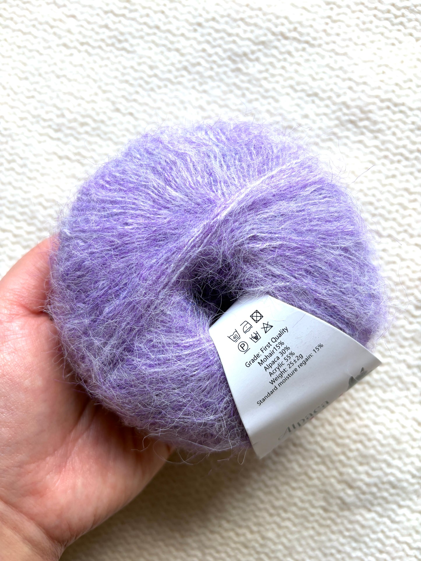 5 balls x 25g Alpaca Mohair yarn : Mohair + Alpaca + Acrylic : 20 Lavender
