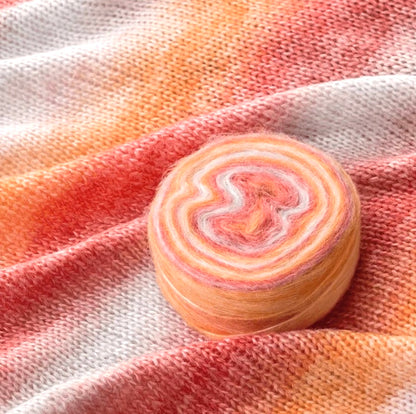1 cake x 100g Ombre Mohair Blend Yarn : 21 Orange Ombre