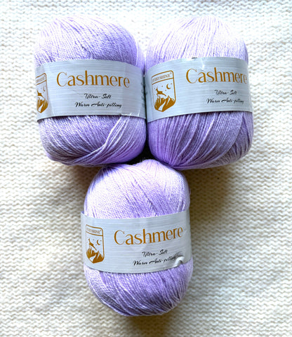 3 balls x 50g Cashmere Ultra Soft Yarn : 80% Cashmere : 34 Lilac