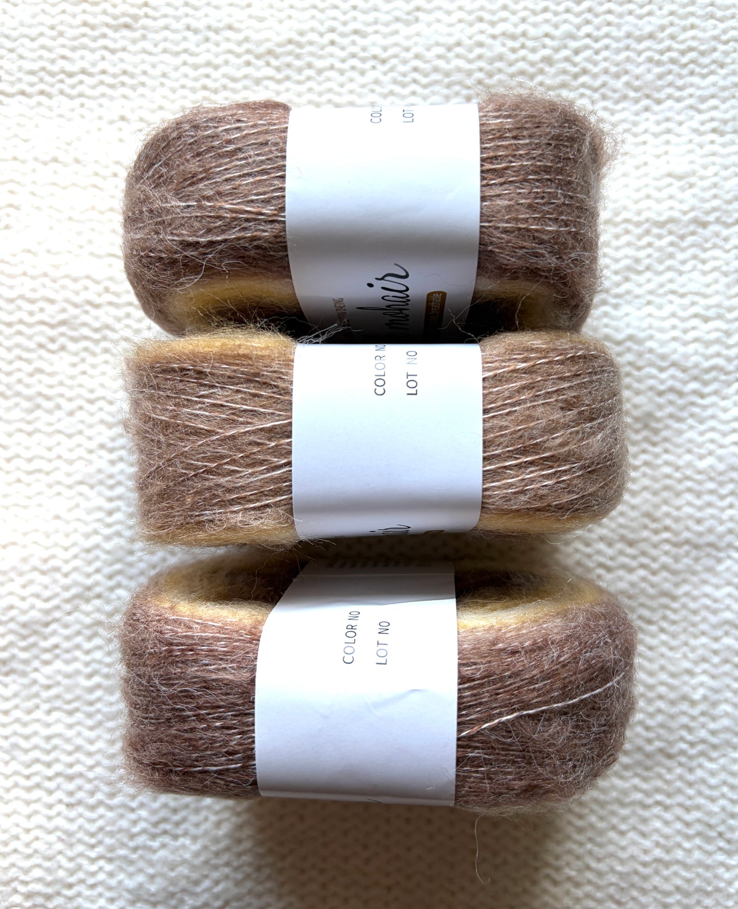 3 cakes x 50g Gradient Mohair Silk Yarn : Mohair + Silk+ Polyester : 01 Brown