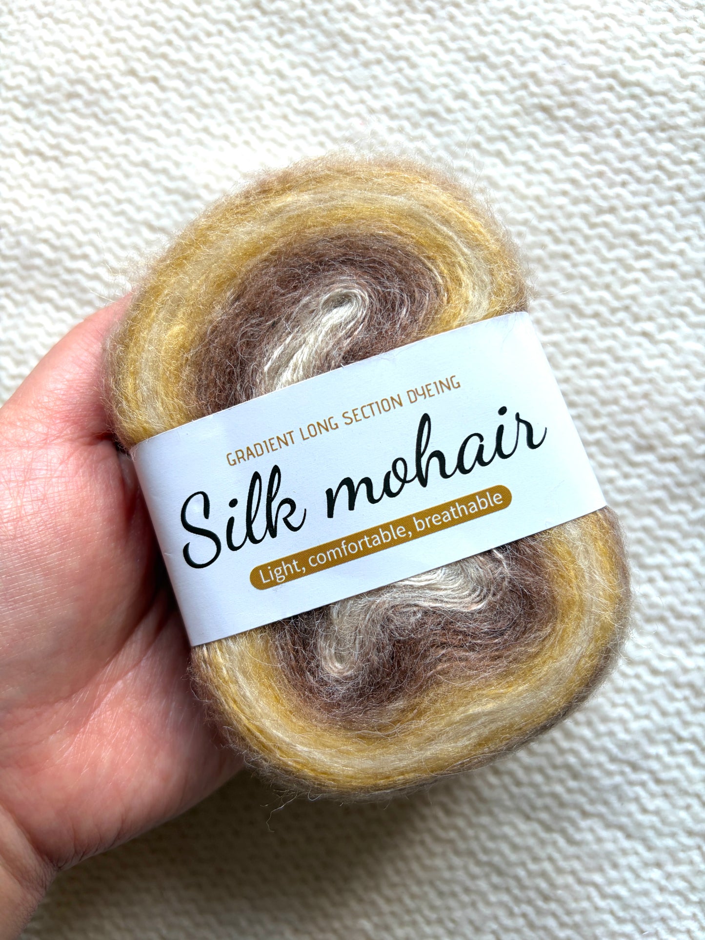 3 cakes x 50g Gradient Mohair Silk Yarn : Mohair + Silk+ Polyester : 01 Brown