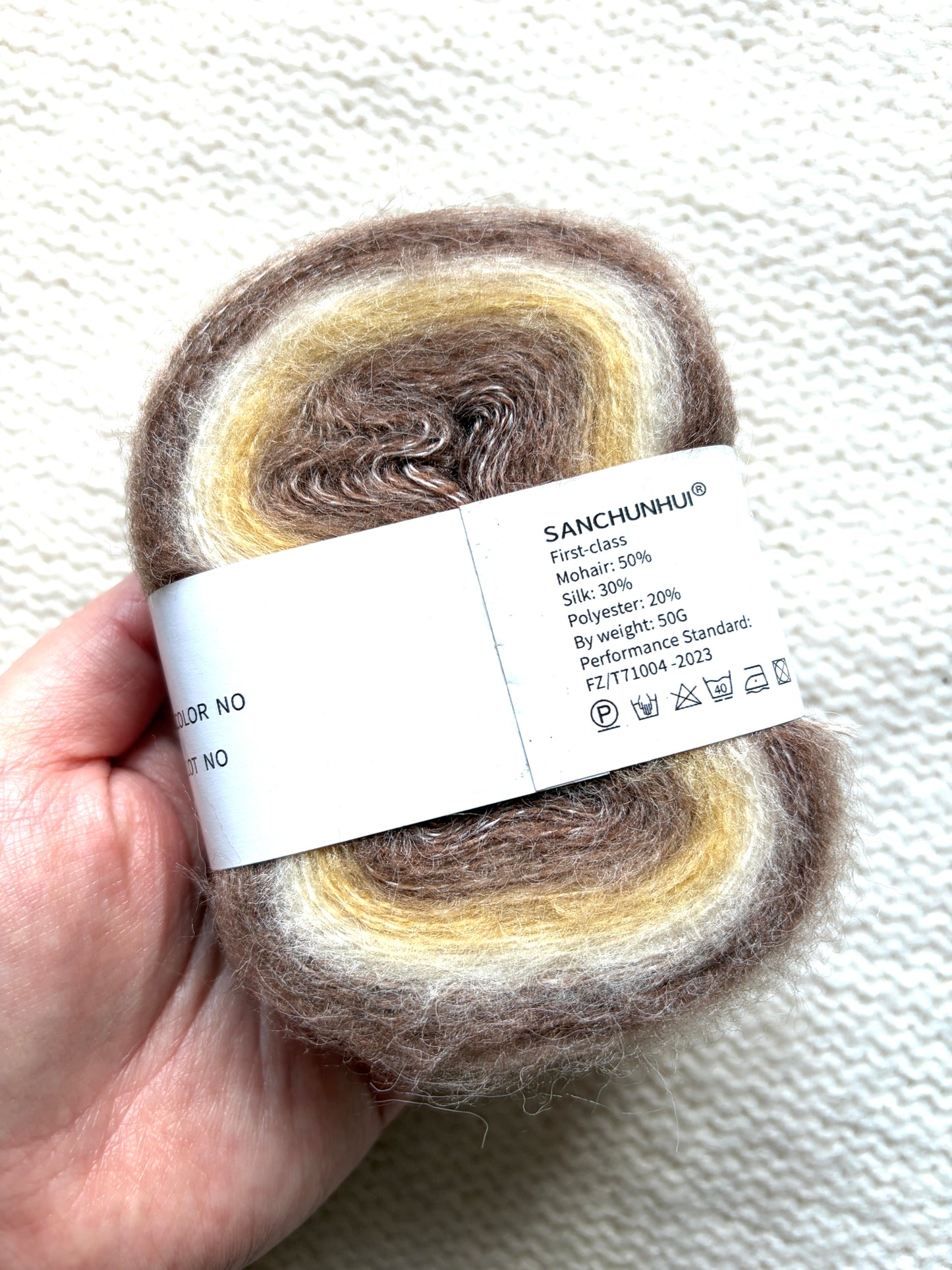 3 cakes x 50g Gradient Mohair Silk Yarn : Mohair + Silk+ Polyester : 01 Brown