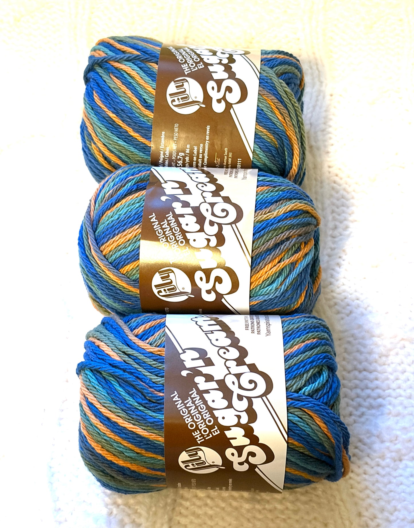 56.7g Lily Sugar 'n Cream Ombre Yarn - Capri Ombre : 100% Cotton