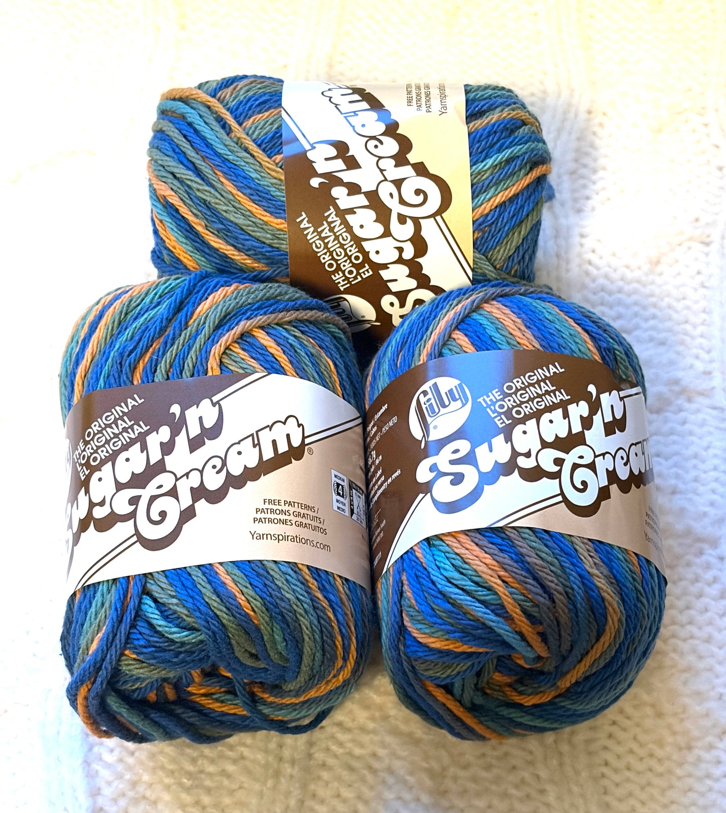 56.7g Lily Sugar 'n Cream Ombre Yarn - Capri Ombre : 100% Cotton