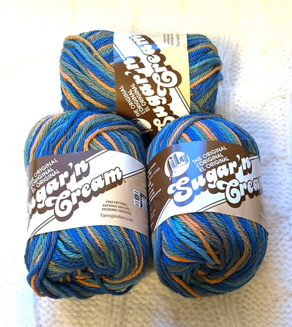 56.7g Lily Sugar 'n Cream Ombre Yarn - Capri Ombre : 100% Cotton