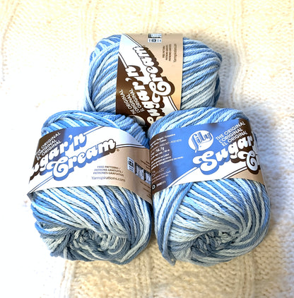 56.7g Lily Sugar 'n Cream Ombre Yarn - Faded Denim : 100% Cotton
