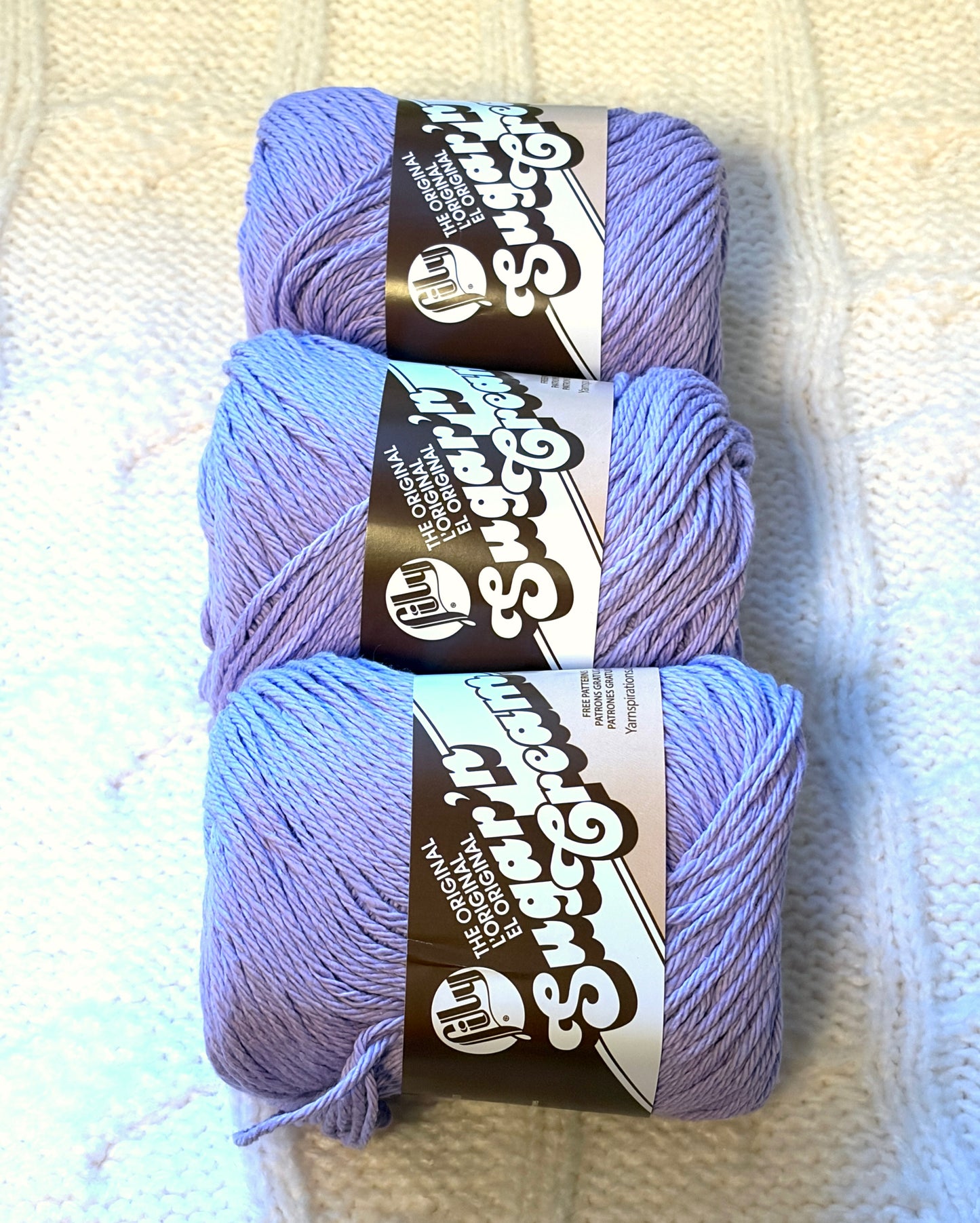 70.9g Lily Sugar 'n Cream The Original Yarn - Soft Violet : 100% Cotton