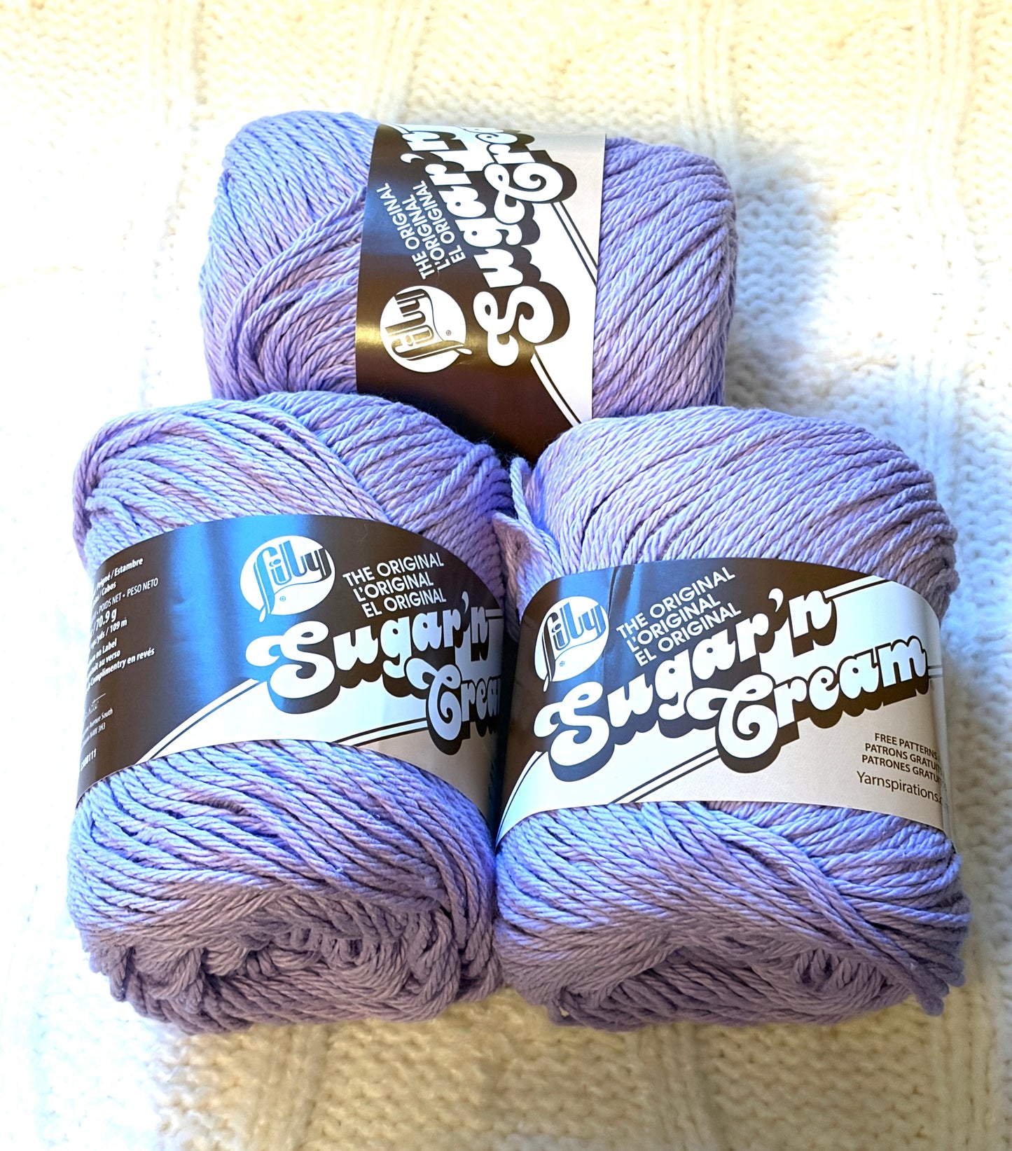 70.9g Lily Sugar 'n Cream The Original Yarn - Soft Violet : 100% Cotton