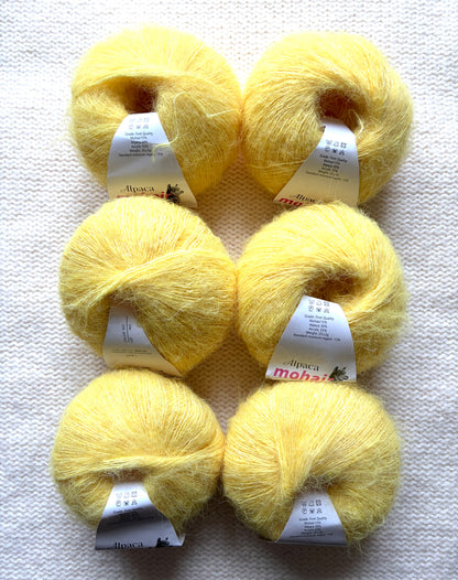 6 balls x 25g Alpaca Mohair yarn : Mohair + Alpaca + Acrylic : 12 Sunflower