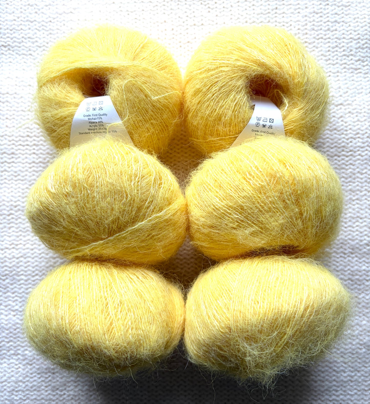 6 balls x 25g Alpaca Mohair yarn : Mohair + Alpaca + Acrylic : 12 Sunflower
