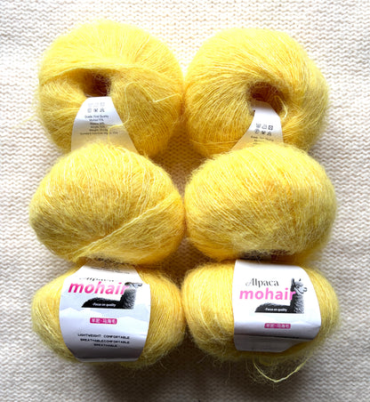 6 balls x 25g Alpaca Mohair yarn : Mohair + Alpaca + Acrylic : 12 Sunflower