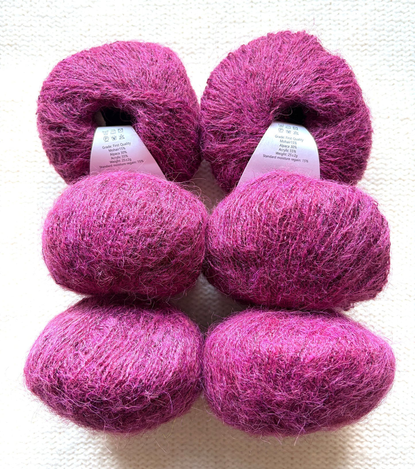 6 balls x 25g Alpaca Mohair yarn : Mohair + Alpaca + Acrylic : 23 Cherry