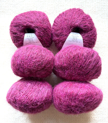 6 balls x 25g Alpaca Mohair yarn : Mohair + Alpaca + Acrylic : 23 Cherry