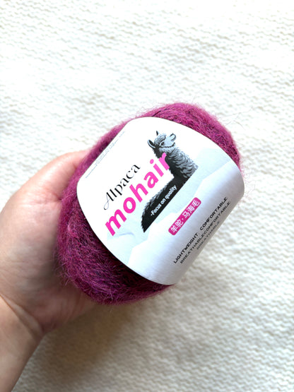 6 balls x 25g Alpaca Mohair yarn : Mohair + Alpaca + Acrylic : 23 Cherry