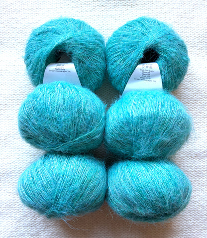 6 balls x 25g Alpaca Mohair yarn : Mohair + Alpaca + Acrylic : 17 Cyan