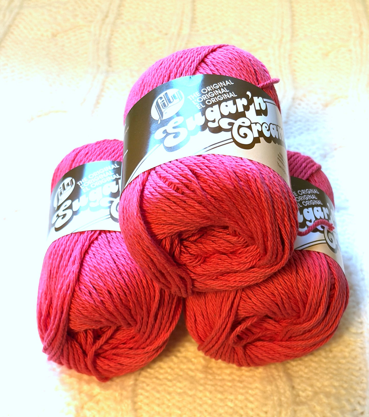 70.9g Lily Sugar 'n Cream The Original Yarn - Pretty in Pink : 100% Cotton