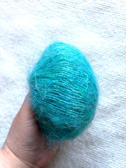 6 balls x 25g Alpaca Mohair yarn : Mohair + Alpaca + Acrylic : 17 Cyan