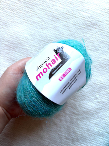 6 balls x 25g Alpaca Mohair yarn : Mohair + Alpaca + Acrylic : 17 Cyan