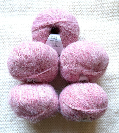5 balls x 25g Alpaca Mohair yarn : Mohair + Alpaca + Acrylic : 19 Romantic Pink