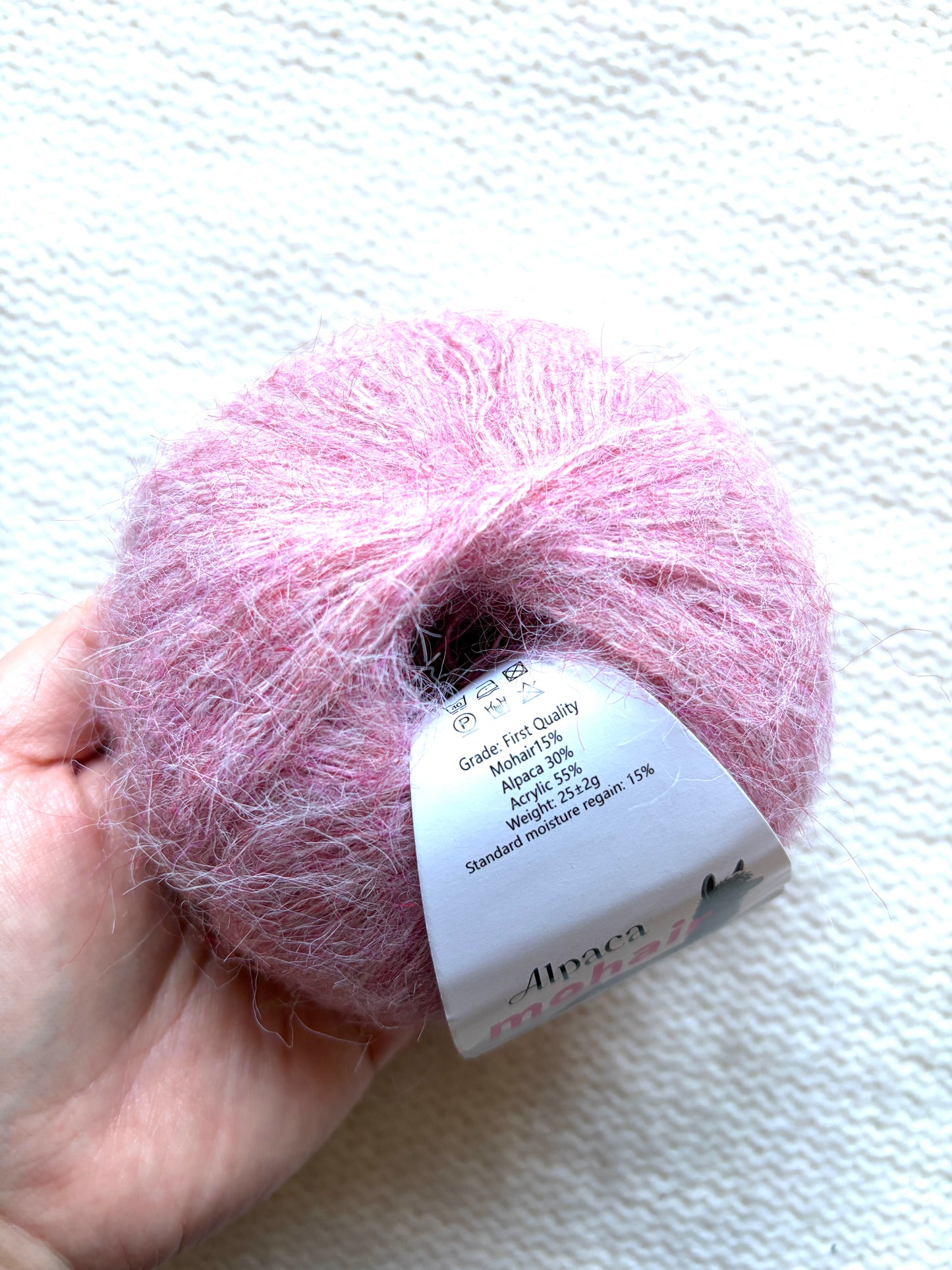 5 balls x 25g Alpaca Mohair yarn : Mohair + Alpaca + Acrylic : 19 Romantic Pink